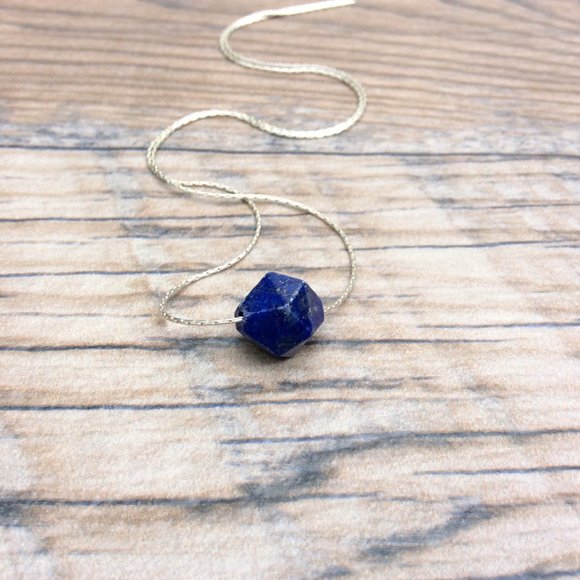 Lapis choker necklace, sterling silver, September birthstone, crystal healing - Picture 5 of 9